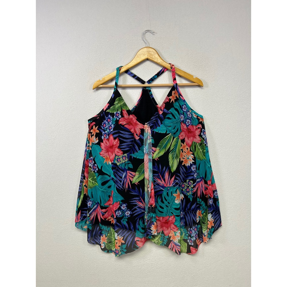 Tropical Floral Swimsuits For All Womens 22 Multicolor Handkerchief Tankini Top